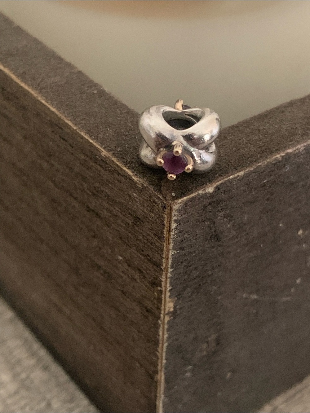 Pandora Sterling Silver Bead with Purple Stone